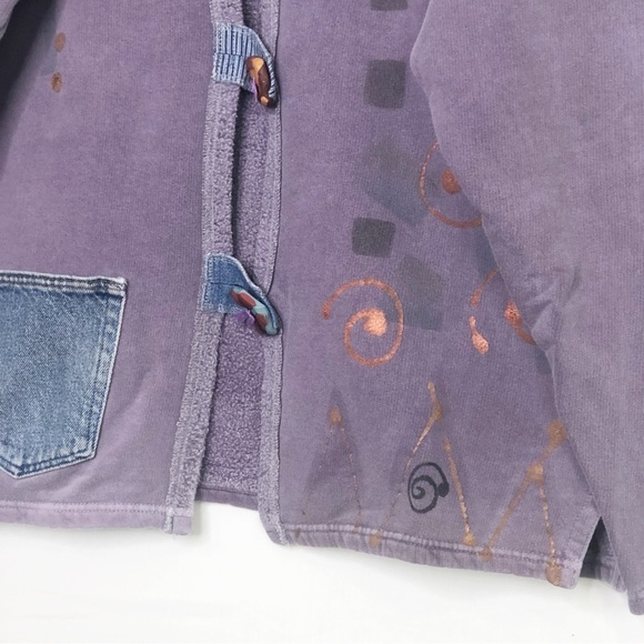 BOHEMIAN custom purple embellished button down sweatshirt - Picture 4 of 15